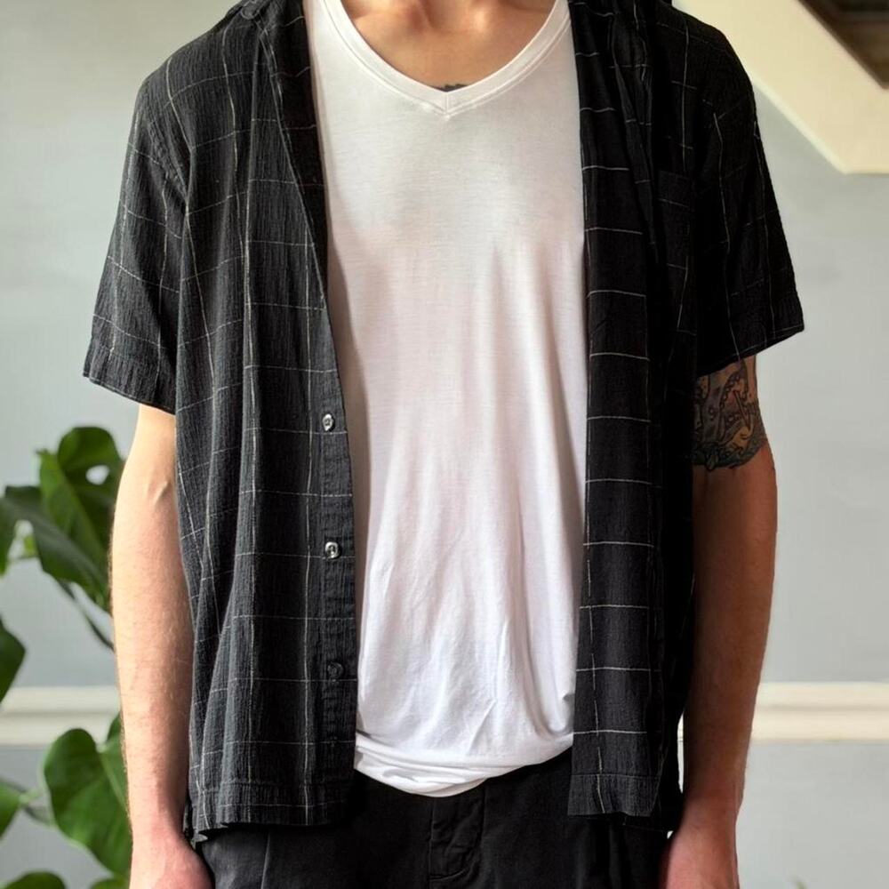G.H. Bass & Co black grid shirt (S)